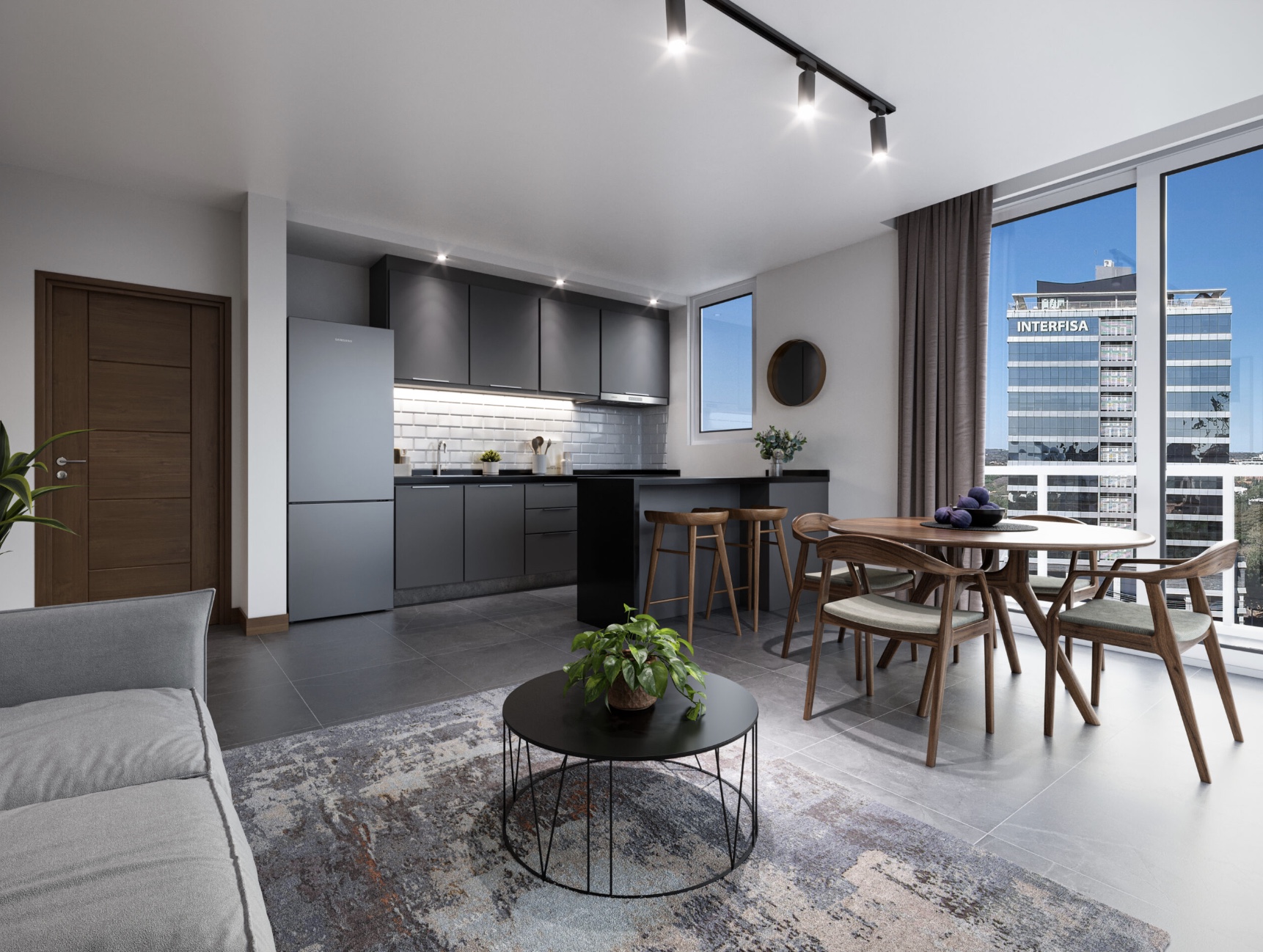 Living integrado com vista