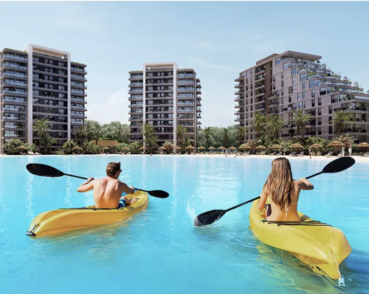 Esportes aquáticos na lagoa