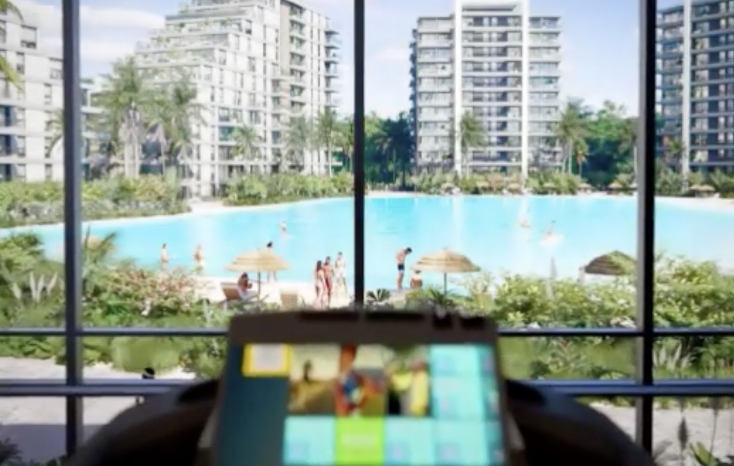 Espaço coworking com vista para a lagoa